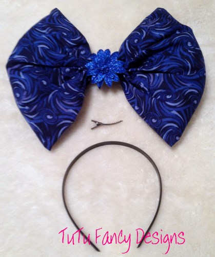 Over-sized Blue Swirl Bow