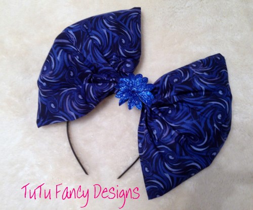 Over-sized Blue Swirl Bow
