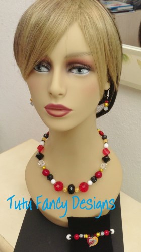 Miami Heat Inspired Jewelry Set - Necklace, Bracelet and Earrings