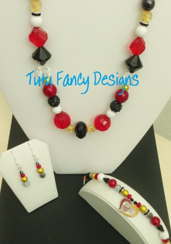 Miami Heat Inspired Jewelry Set - Necklace, Bracelet and Earrings