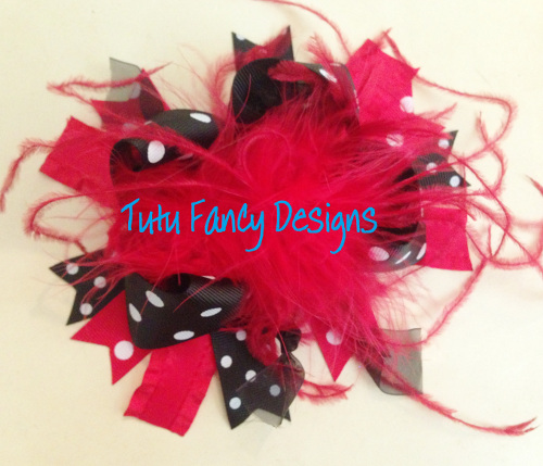 Red and Black Hair Bow - Large