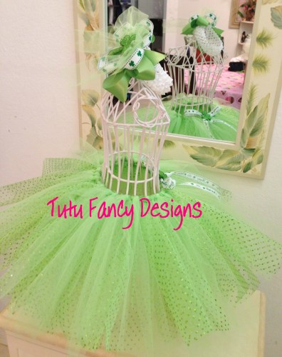 St. Patrick's Day Tutu and Matching Hair Bow Set - Size 2T - 4T