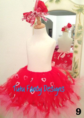 Valentine's Day Tutu and Matching Hair Bow Set - Size 24 months - 4T