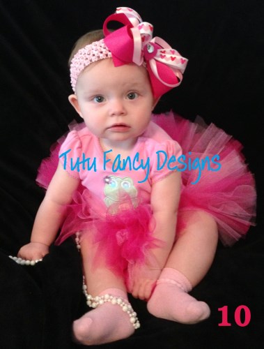Valentine's Day Tutu and Matching Hair Bow Set - Size Newborn - 12 months