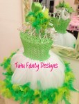 St. Patrick's Day Tutu Dress (with feathers) and Matching Hair Bow Set - Size 6 months - 18 months