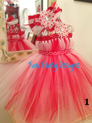 Valentine's Day Tutu Dress and Matching Hair Bow Set - Size 18 months -3T